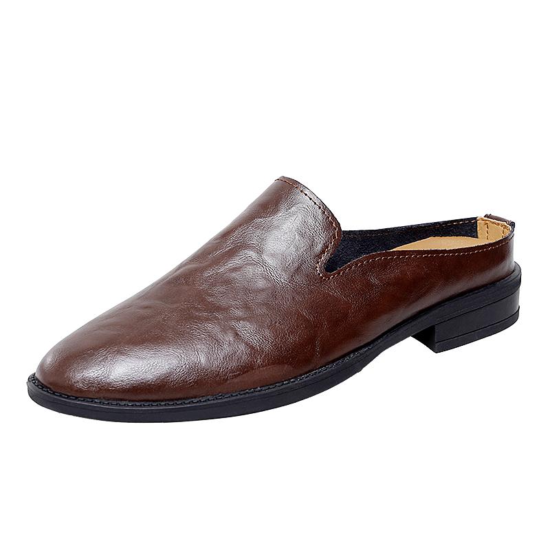 

Модные летние мужские домашние тапочки, лидер продаж, универсальные, для работы, для улицы, лоферы, полые, дышащие, мужская кожаная повседневная обувь 48 коричневый