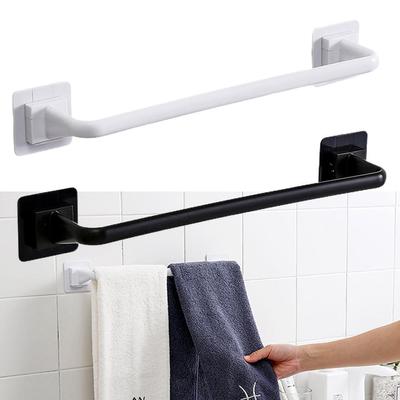 White Black Towel Rack Towel Rod Towel Holder Wall Track Rack Self-adhesive Wall Mounted Bathroom Kitchen Rust Proof Household