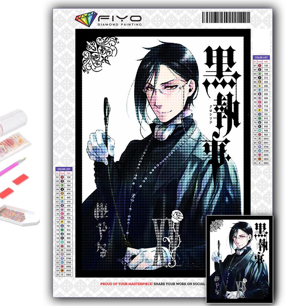 5D Diy Diamond Painting Anime Black Butler Cross Stitch Full Diamond Embroidery Mosaic
