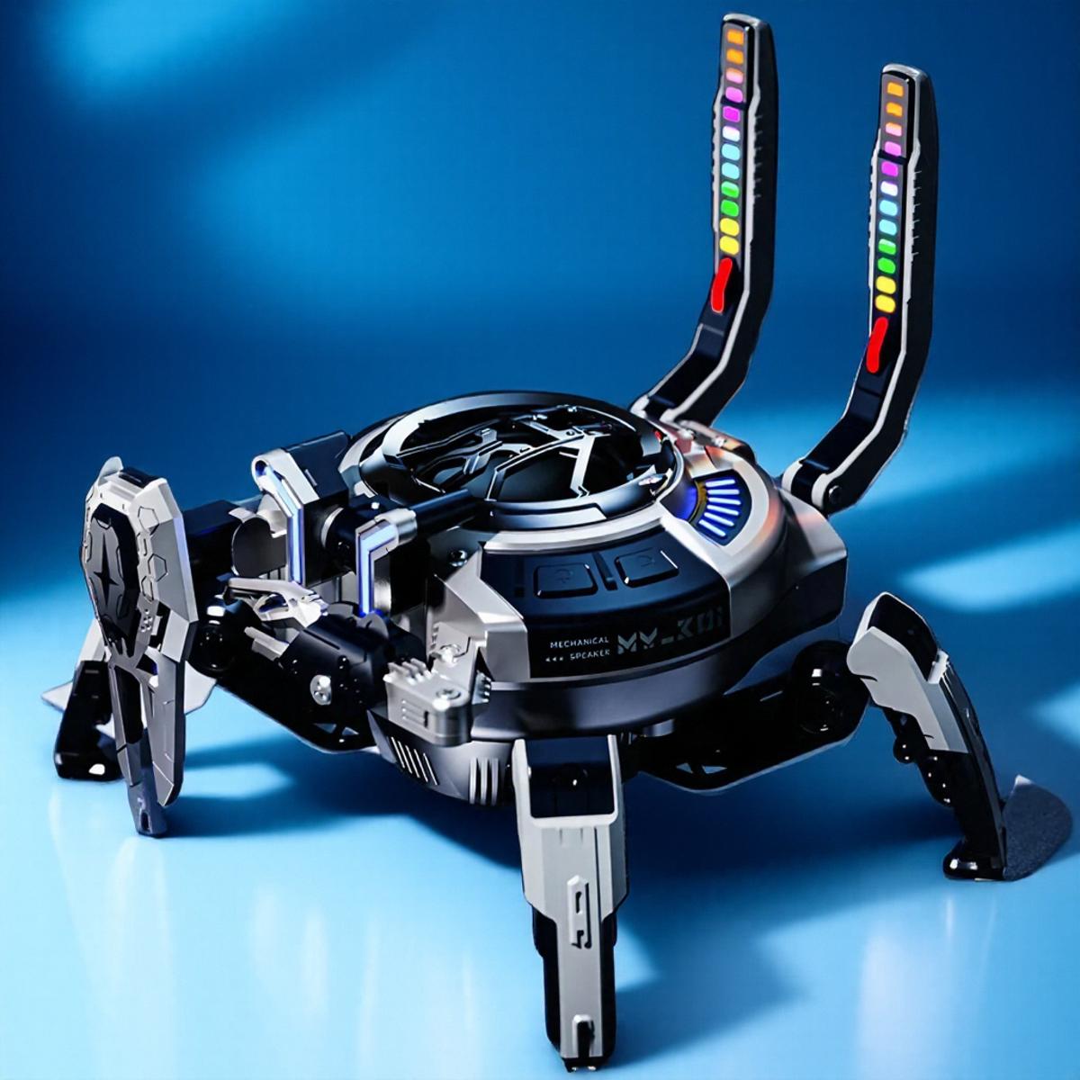 

Механический краб Bluetooth-динамик 10 Вт стерео глубокий бас TWS 8 часов воспроизведения многоцветная LED Bluetooth 5.0 для дома улицы серый