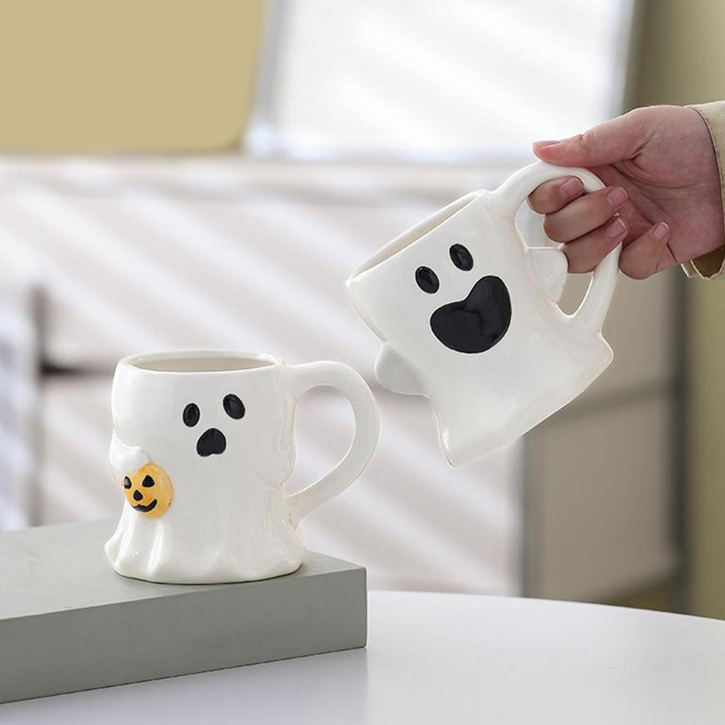 Kubki Kawowe na Halloween 400ml Twarz Ducha Uroczy Kubek Halloweenowy Gotycki Upiorny Kubek Ceramiczna Butelka Na Herbatę Kuchnia Impreza Napoje