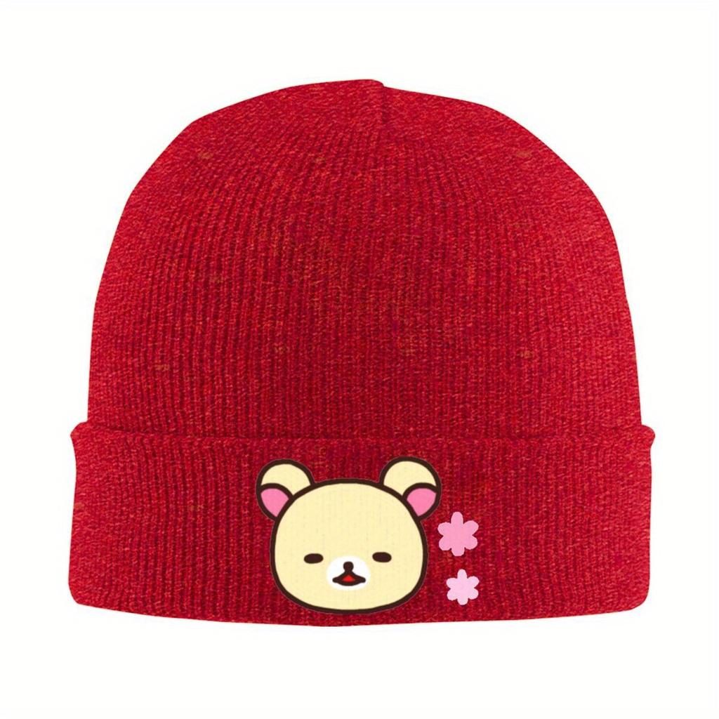 Rilakkuma Korilakkuma Beanie Hats Retro Caps Unisex Adult Kpop Skullies Beanies Winter Printed Elastic Beanie Hat