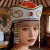 Traditional Mongolian Hat Breathable Fabric Headwear For Stage Shows And Cultural Event Stage Performances Accessory