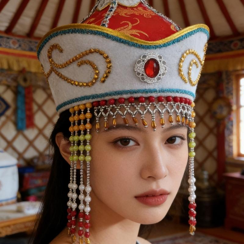Traditional Mongolian Hat Breathable Fabric Headwear For Stage Shows And Cultural Event Stage Performances Accessory
