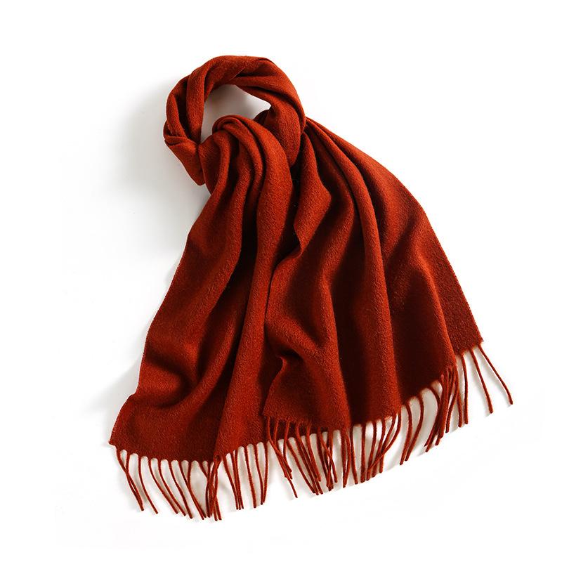 Winter Solid Color Wool Scarf for Women New Versatile Tassel Fashion Warm Neck Scarf Comfortable Real Wool Scarf