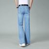 Men's Large Size Mid-Rise Elastic Loose Jeans Men's Casual Straight Light Blue Jeans