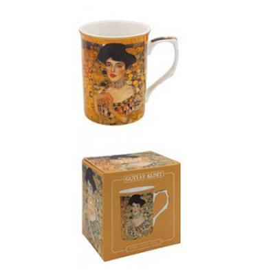 [A1255] - Kubek porcelanowy brązowy 'Gustav Klimt' (Adela) - 10x7. 5 cm