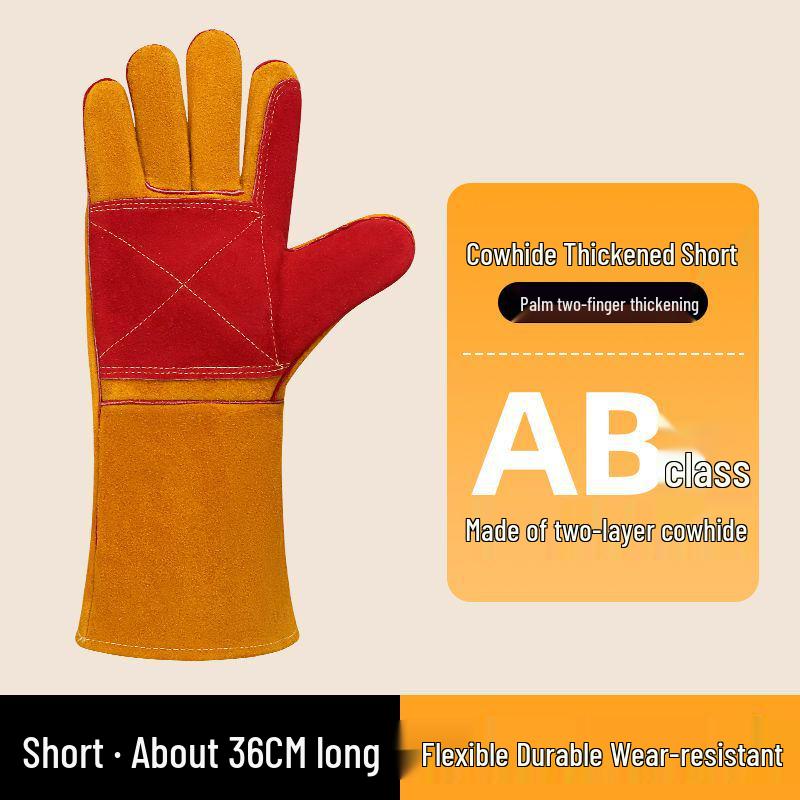Heat-Resistant Cowhide Welding Gloves - Durable, Anti-Scald, and Soft for Labor Protection
