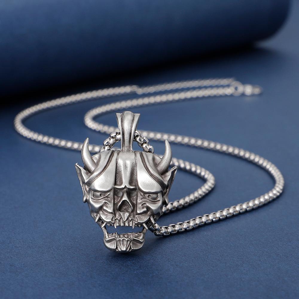 Japanese Street Punk Style Pendant Necklace Wholesale Male Ghost Mask Halloween Horror Accessories Gift
