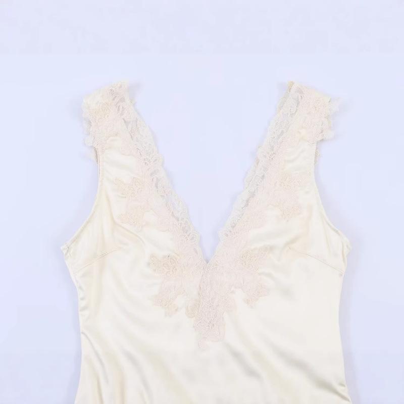 2026 Spring Lace Silk Satin Jumpsuit: European-American Style
