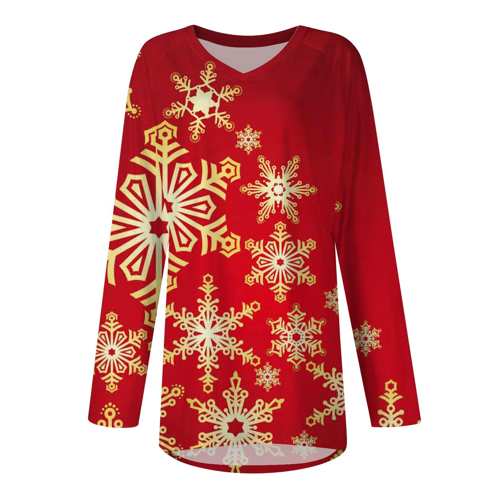 Женская зимняя футболка свободного покроя с длинными рукавами и V-образным вырезом — фото 3