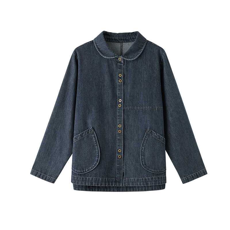 Women's Denim Shirt Jacket Casual Elegant Versatile Thin Top for Early Autumn and Spring