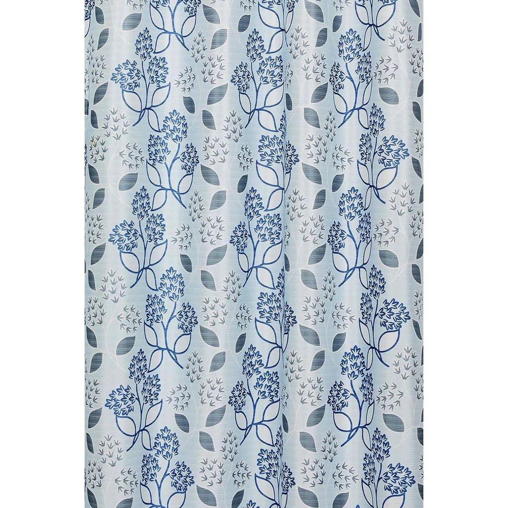 Pack of 2  Polyester Floral Print Window Curtain Regular Print 135 GSM , White & Blue