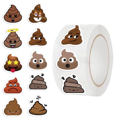 High-Standard-Quality 500Pcs High-Quality Funny High-Quality Poop High-Quality Stickers High-Quality Roll High-Quality Cute High-Quality Poop