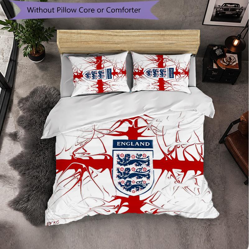 Set Biancheria da Letto a 3 Pezzi Nazionale di Calcio Inglese Morbido Set Copripiumino con Federe Set Decorazione Camera da Letto per la Casa