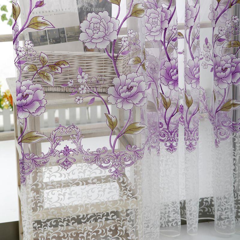 1PC Tulle Curtain For Bedroom Kitchen Kids Room Decoration Louver Window Treatments Romantic Butterfly Pattern Sheer Drape