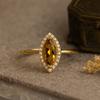 Bague Halo Citrine Taille Marquise, Bijou en Argent Plaqué Or Jaune, Bague de Fiançailles et d'Anniversaire pour Femme