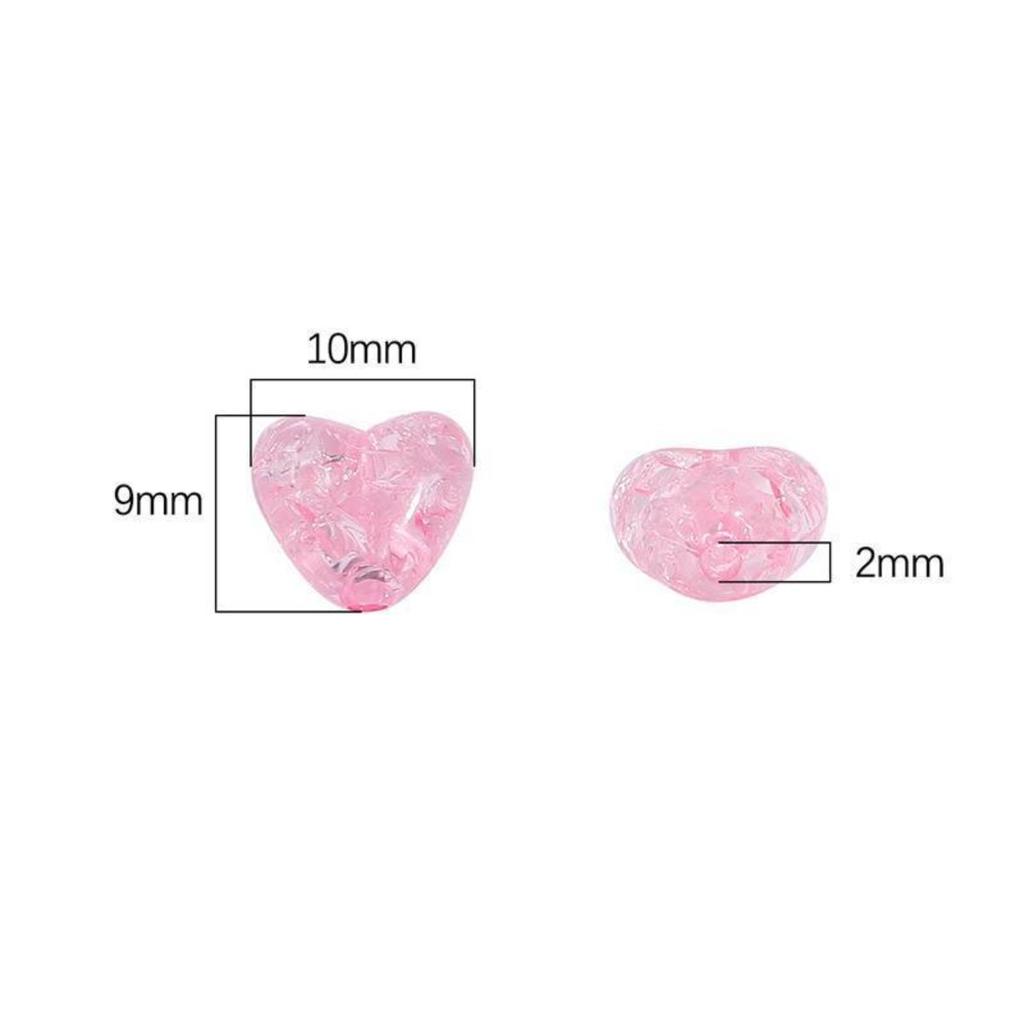 TX23 70pcs 10x9mm Candy Color Petite Acrylic Minimalist Inner Peach Heart Charm Bead DIY Handmade Jewelry Bracelet Accessories