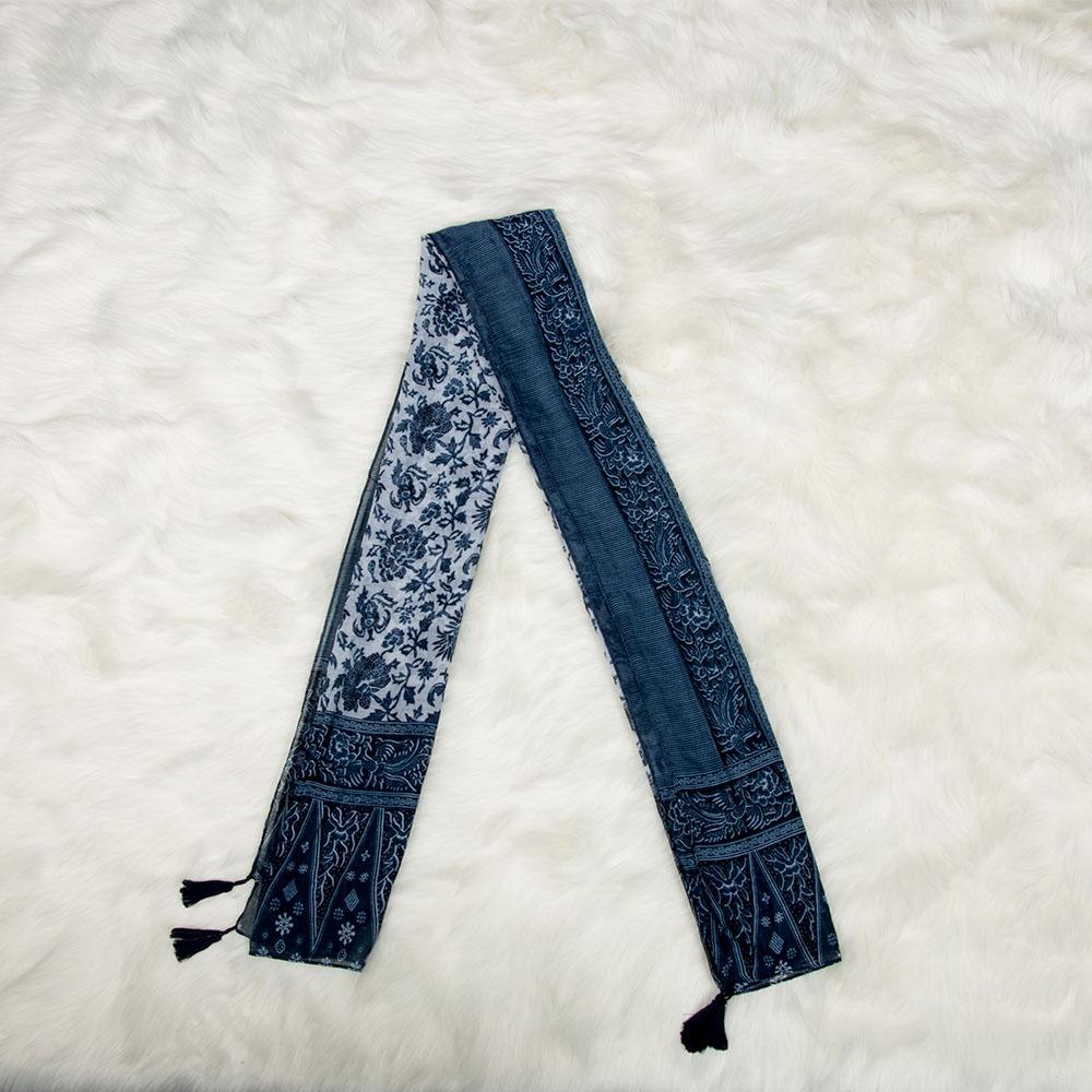 

Retro Elegance Shawl Female Bufandas Print Blue and White Porcelain Tassel Scarf Pashmina синий