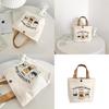 Cute Letters And Cartoon Bear Print Casual Hand Held Canvas Bag For Office Use