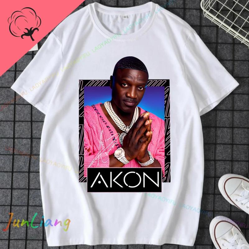 Najlepsze z Akon Klasyczna Okładka Albumu Najlepsze Ubrania Y2k dla Kobiet Męska Koszulka z Nadrukiem Luźne i Dopasowane Damskie Goth