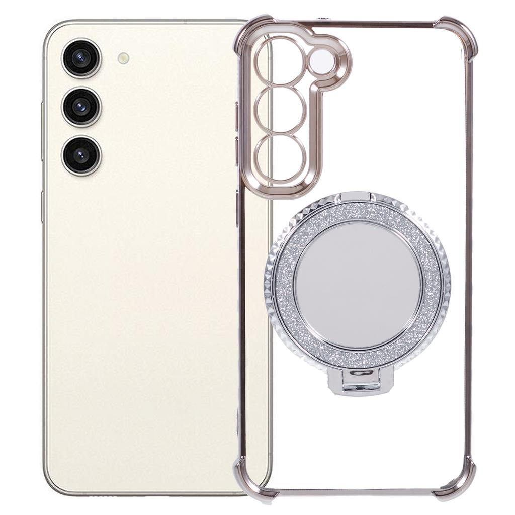 Pour Samsung Galaxy S23 Étui Miroir Béquille Housse de Téléphone TPU Motif Cœur sur le Côté
