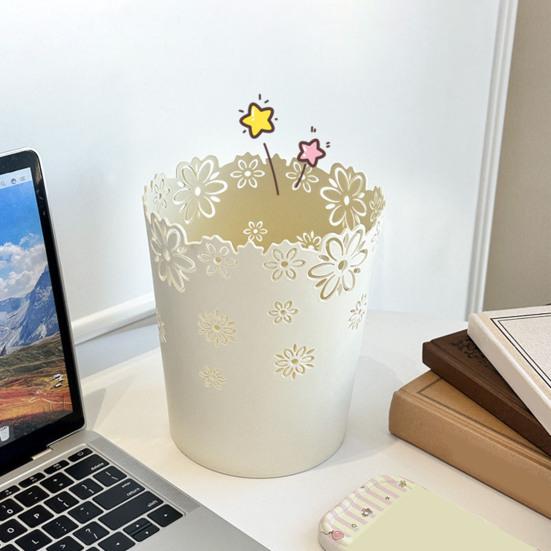 Toaletní stolek Květinový odpadkový koš Duté květinové vzory Odpadkový koš Malý stolní koš do koupelny Kanceláře Ložnice Domácí dekorace