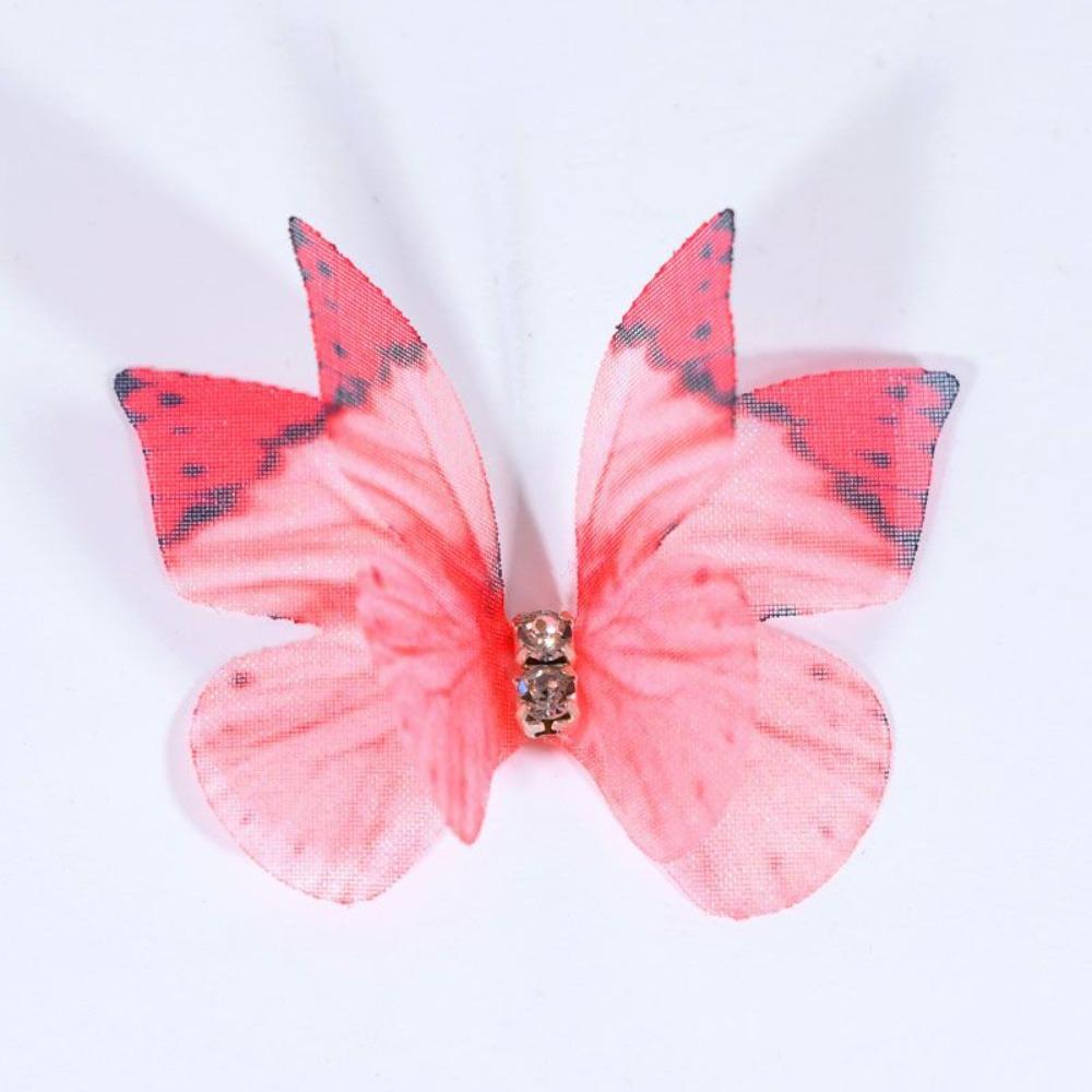 50pcs Gradient Color Fairy Chiffon Butterfly 4CM Sewing Craft Decoration  Garment Design Materials