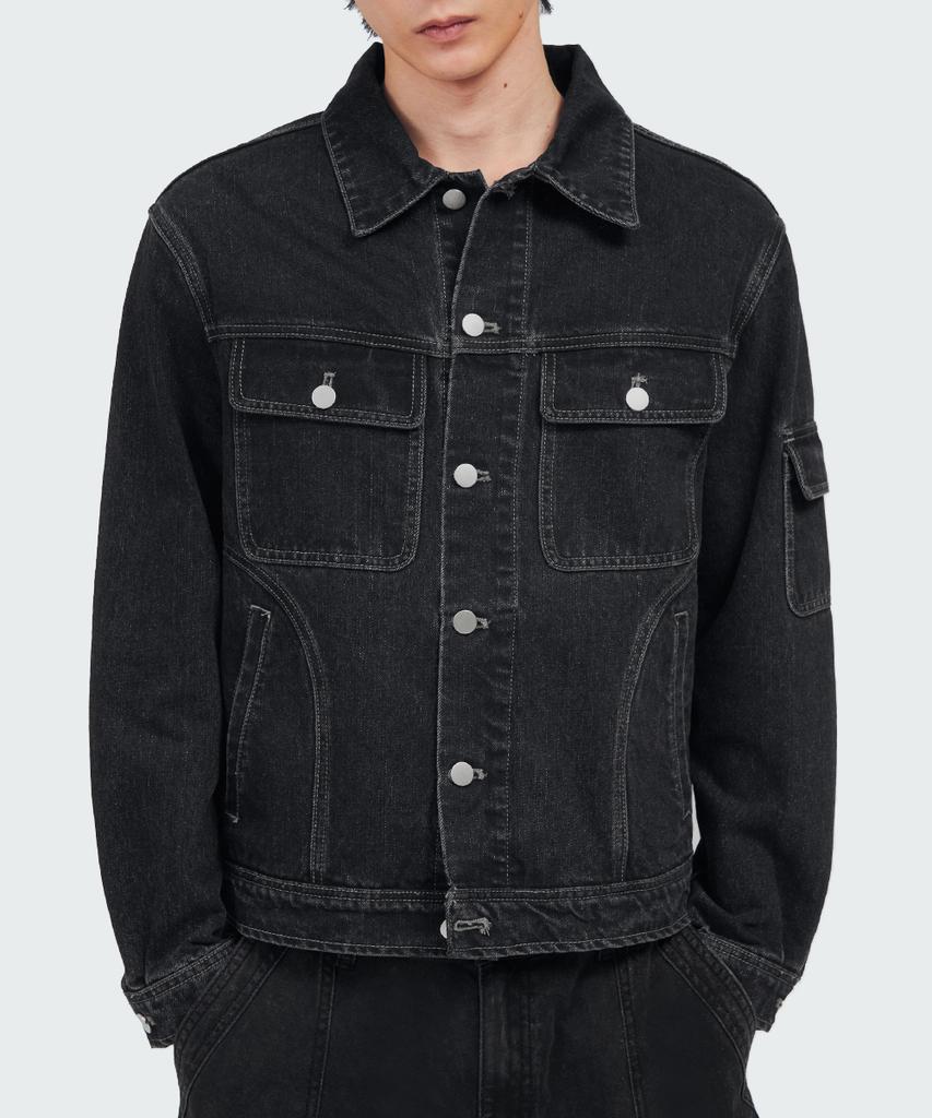 Intempomood Over-Shoulder Washed Denim Jacket_Black