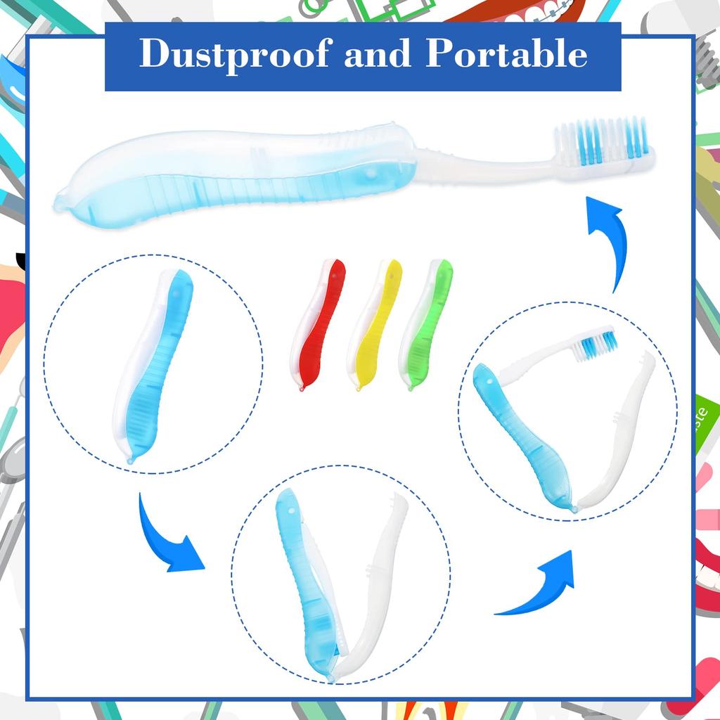 Travel Folding Toothbrush Portable Toothbrush Built In Cover Multi Color Size Collapsable Brush for Trip Daily Use Women Men