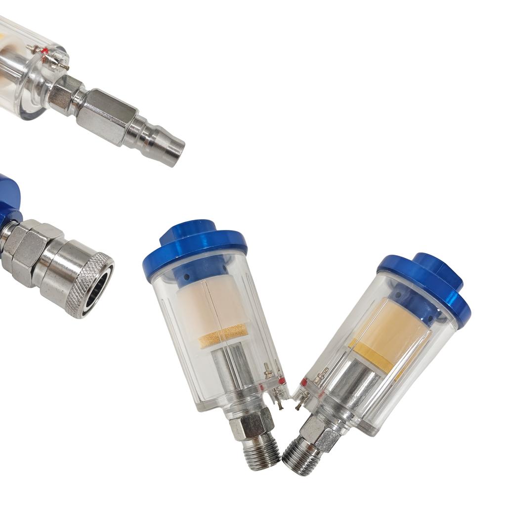 Water Oil Separator Filter Airbrush Filter Moisture Separator for Air Line Compressor Fitting, 1/4 Inch NPT Inlet
