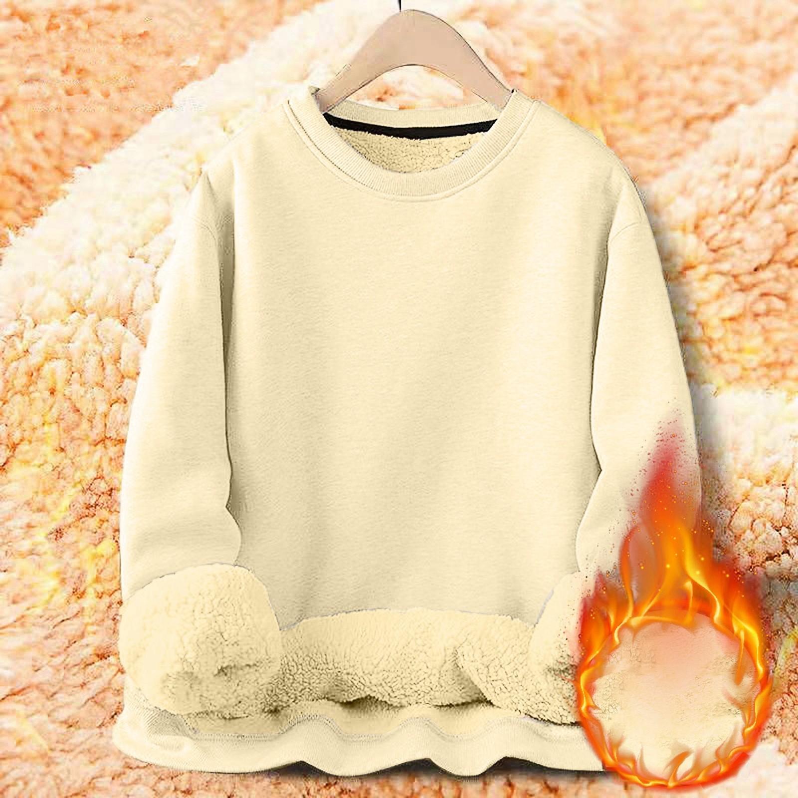 

Толстовки для мужчин с длинным рукавом из флиса, повседневные, пушистые, с круглым вырезом, теплые, зимние S бежевый