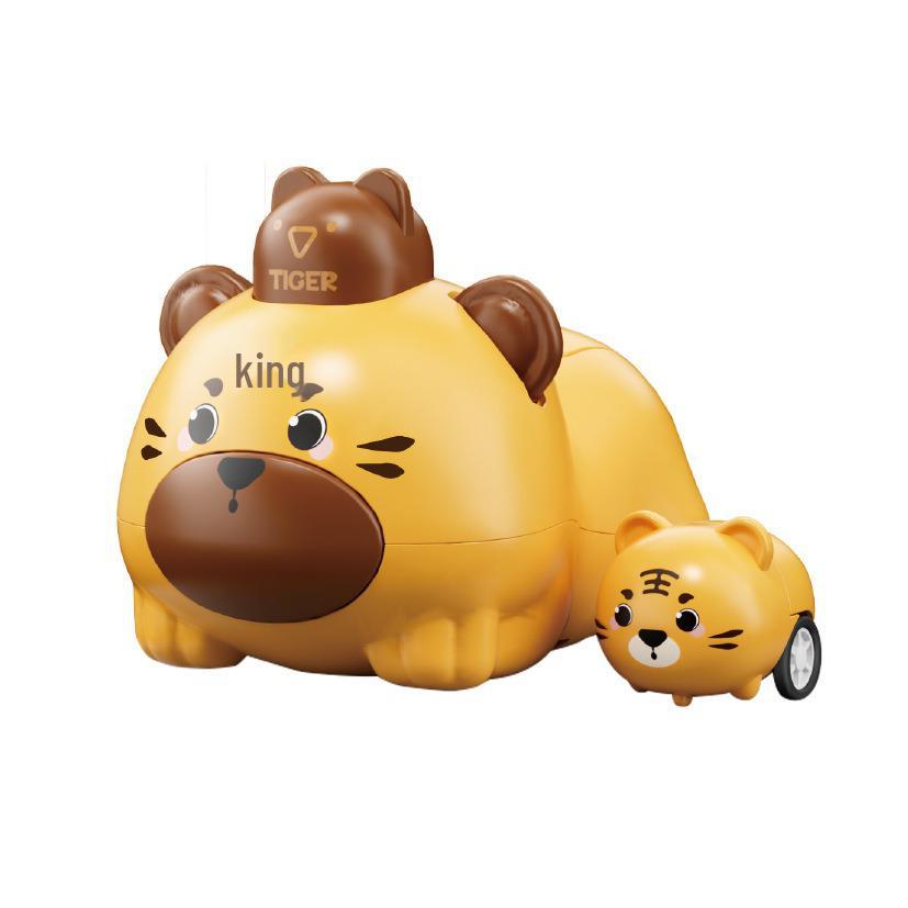 Cartoon Animal Pull-back Car Toy with Twist Egg Candy for Kids and Parents