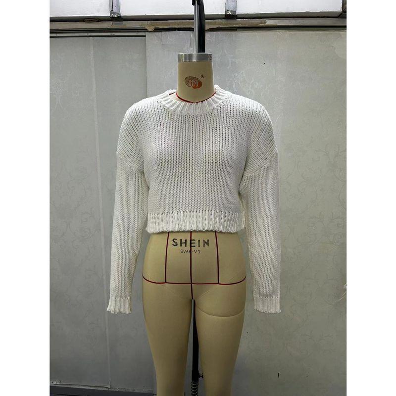 Summer and Autumn Stylish Fashion Autumn Colorized Sweater Export Loose Leisure Short Contrast Color Stripes Knitwear Tops