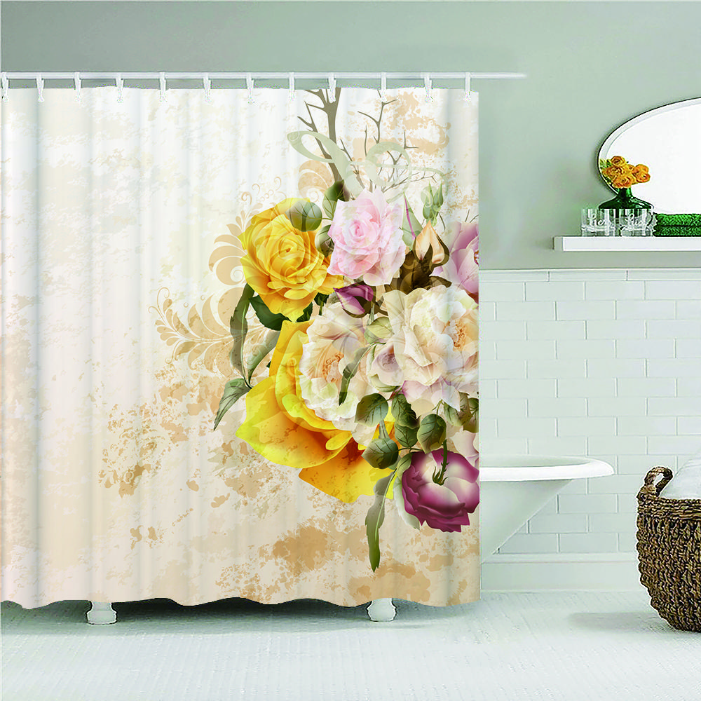 Tropical Leaves Palm Tree Bird Animals Pattern Shower Curtains Bathroom Curtain Waterproof Frabic Bath Bathroom Curtains