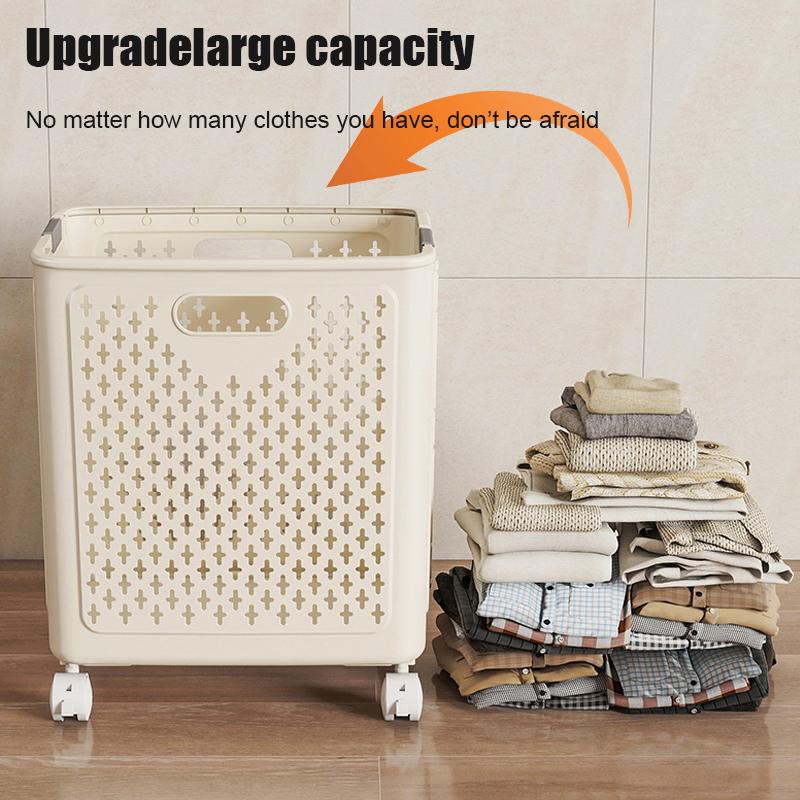 Foldable Laundry Baskets With Wheels Dirty Clothes Basket Large Capacity Cart Bathroom Multifunctional Storage Basket