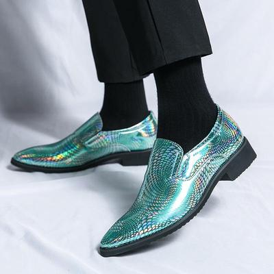 Men's Plus Size Leather Pointed Toe Slip-on Derby Shoes - Shiny Formal & Casual