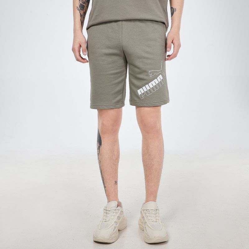 Puma Contrast Logo Print Running Shorts Men Bottoms Olive 588675-73