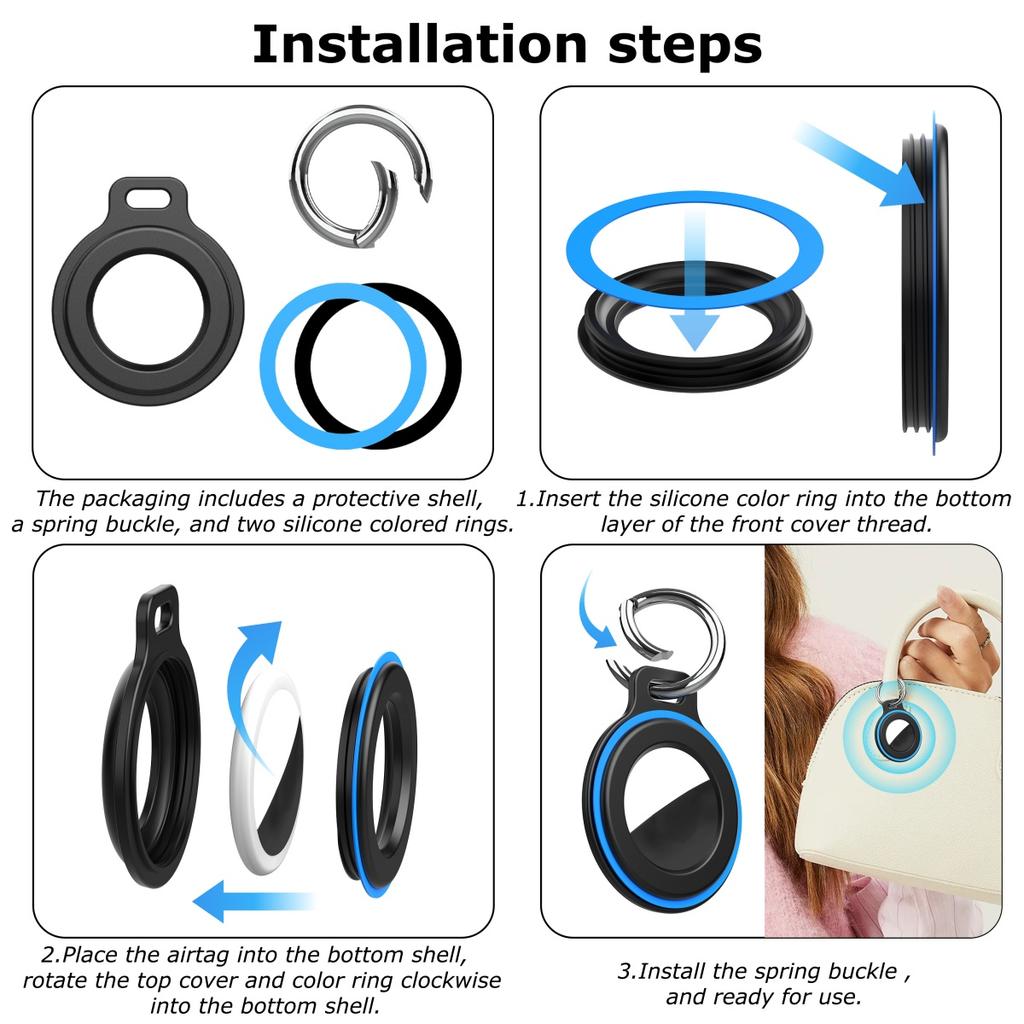 For Apple Airtags Locator Silicone Protect Case For Kids/Pet/Backpack With Strap Lanyard + Keychain AirTag GPS Tracker Accessory