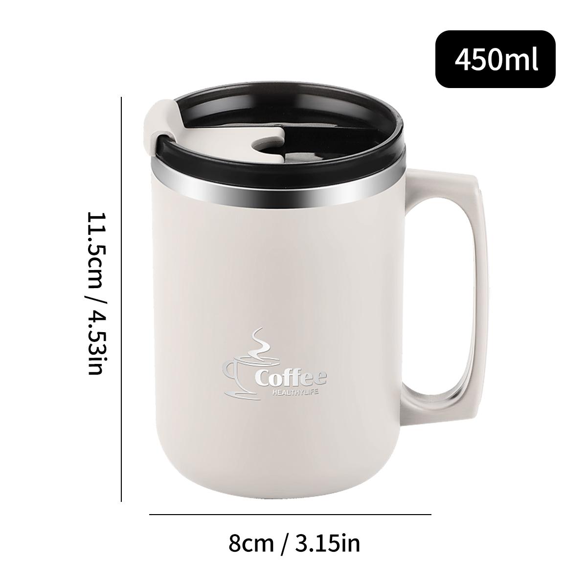 

Stainless Steel Double Wall Insulated Thermos Coffee Mug with Handle Portable Water Cup For Cold And Hot Beverages 401-500ml бежевий