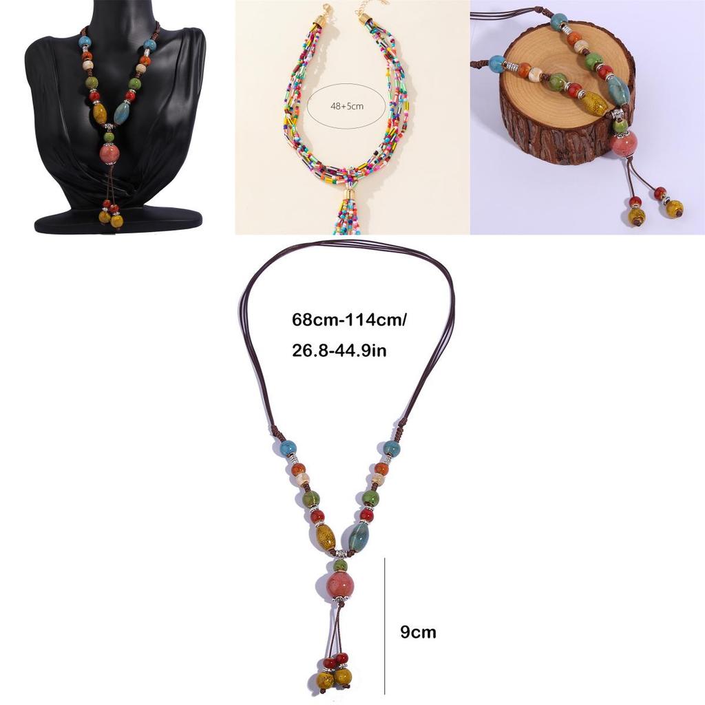 Geometric Beaded Necklace With Shell And Starfish Elements For Fashionable Women