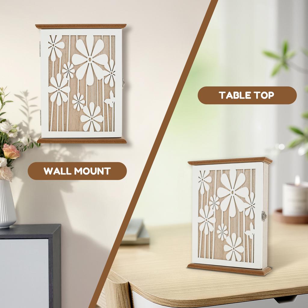 Wooden Key Holder Wall Mount with 6 Key Hooks Key Hanger Key Box Key Organizer for Entryway Hallway Office Home Decor Home