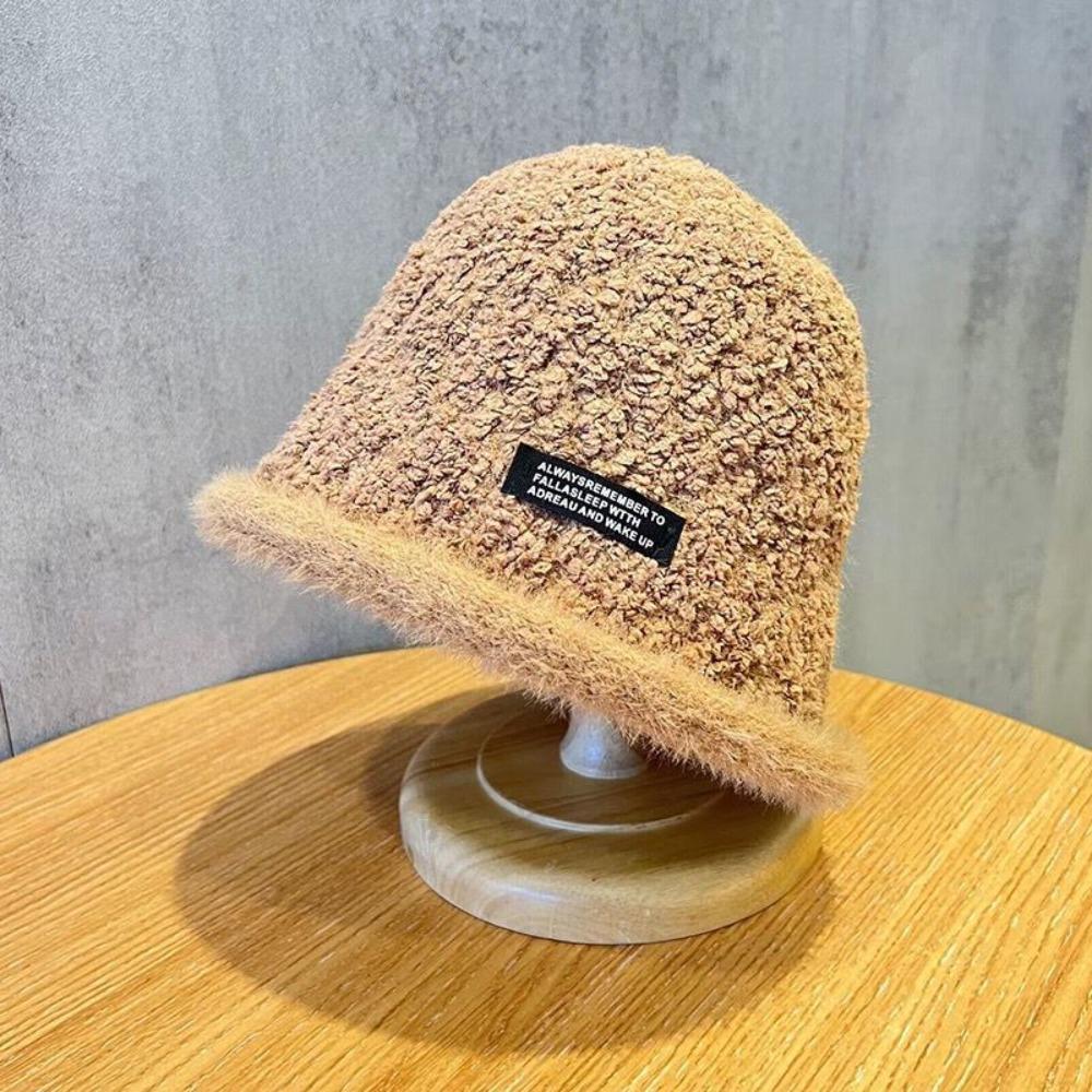 

Soft Bucket Hats Thicken Pullover Hat Cute Bonnet Autumn Winter кавовий