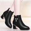 Short Boots Children 2025 Autumn and Winter New Mother Martin Boots Middle Heel Women's Leather Shoes Short Boots