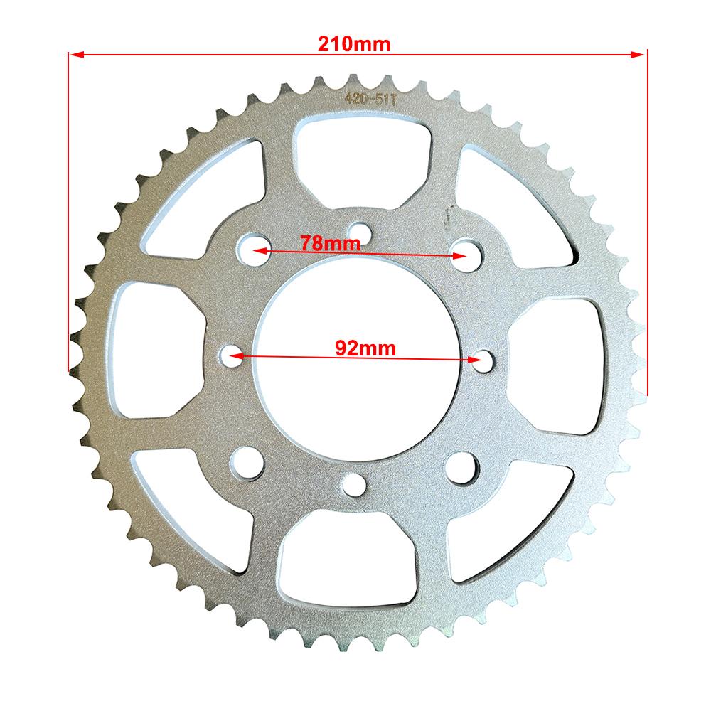 Motorcycle 420 Chain Rear Sprocket 51T 53T 57T 60T 76mm For 50cc 70cc 90cc 110cc 125cc 250cc Pit Dirt Bike ATV Quad Bike Go Kart 51T