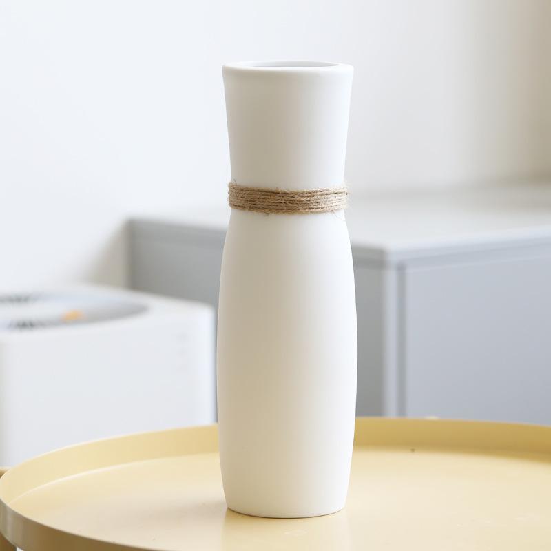 Minimalist White Ceramic Vase Set of 2, Nordic Modern Boho Style Decorative Vase, Ceramic Aesthetic Home Decor Vase for Lego Flower Pampas Grass Plant