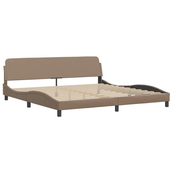 VidaXL Bed Frames Without Mattress, Upholstered Bed with Slatted Base, Double Bed with Footboard for Bedroom, Cappuccino 373262