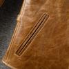 Classic 1930s Color Changes Oil Waxed Brown Natural Cow Leather Jacket Men Real Cowhide Coat Male Clothes Autumn