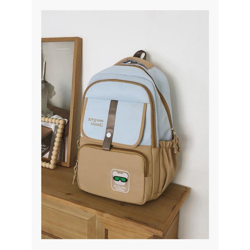 

High value, fresh and sweet contrasting color backpack, lightweight and large-capacity backpack for junior high school students