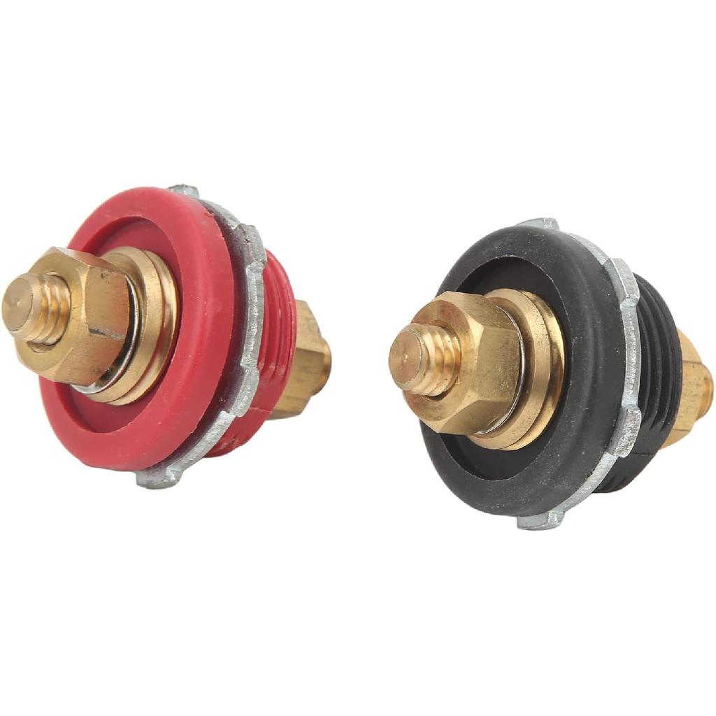 Car Thru Panel Battery Terminal Connector 2 Pcs, 3/8in Automotive Feed Thru Battery Terminal Connectors with Silicone Terminal Covers, Solid Zinc and